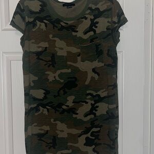 Sanctuary Camo Tee Pocket Mini Dress - Olive Green